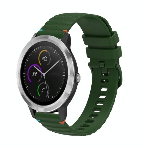 Per Garmin Vivoactive 3 Wavy Dots Stitched 20mm cinturino in silicone (verde militare)