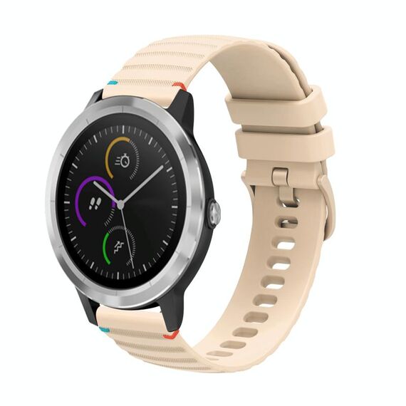 Per Garmin Vivoactive 3 Wavy Dots Stitched 20mm cinturino in silicone (color crema)