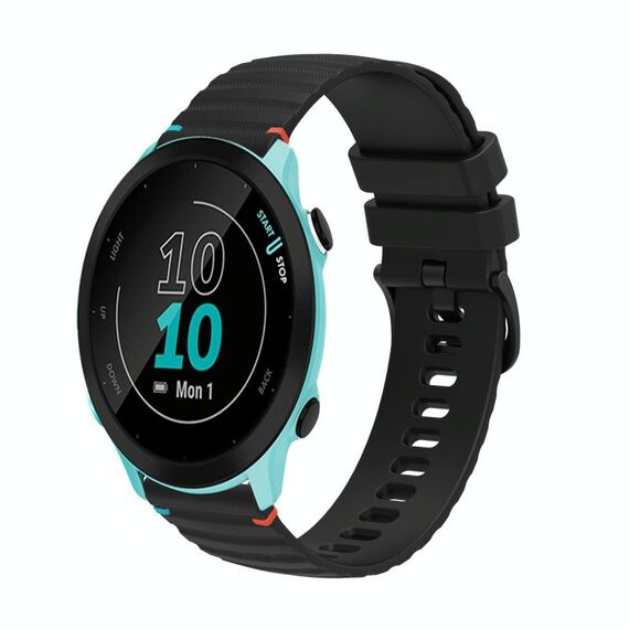 Per Garmin Forerunner 55 Wavy Dots Stitched 20mm cinturino in silicone (nero)