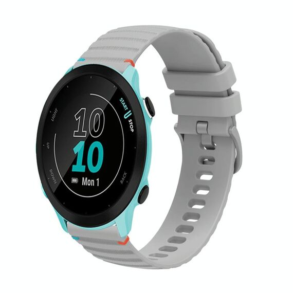 Per Garmin Forerunner 55 Wavy Dots Stitched 20mm Cinturino in silicone (grigio)