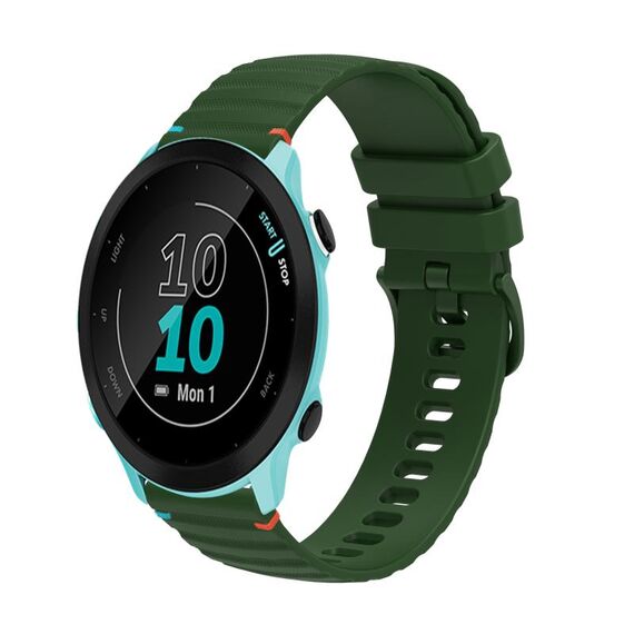 Per Garmin Forerunner 55 Wavy Dots Stitched 20mm cinturino in silicone (verde militare)