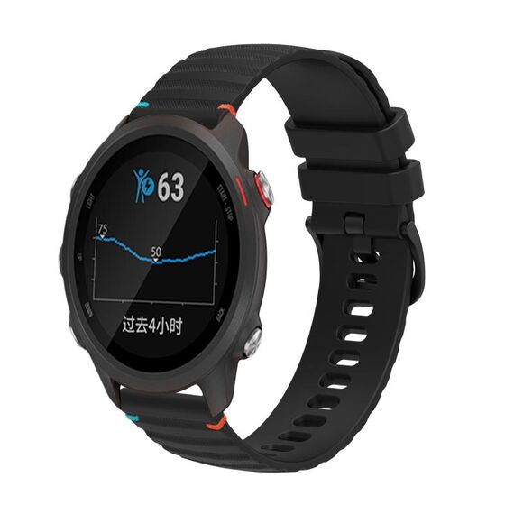 Per Garmin Forerunner 245 Music Wavy Dotted Stitched 20mm Cinturino in silicone (nero)