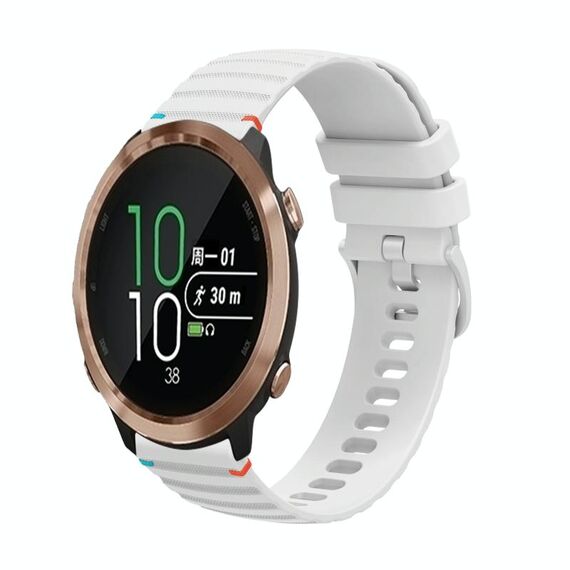 Per Garmin Forerunner 645 Wavy Dots Stitched 20mm cinturino in silicone (bianco)
