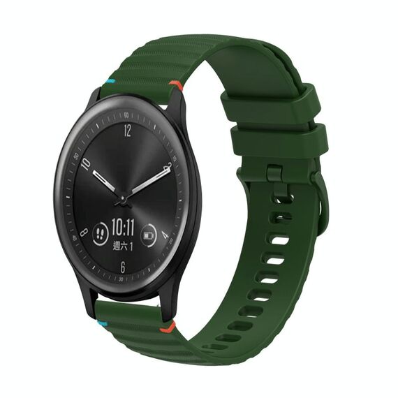 Per Garmin Vivomove Wavy Dotted Stitched 20mm Cinturino in silicone per orologio (verde militare)
