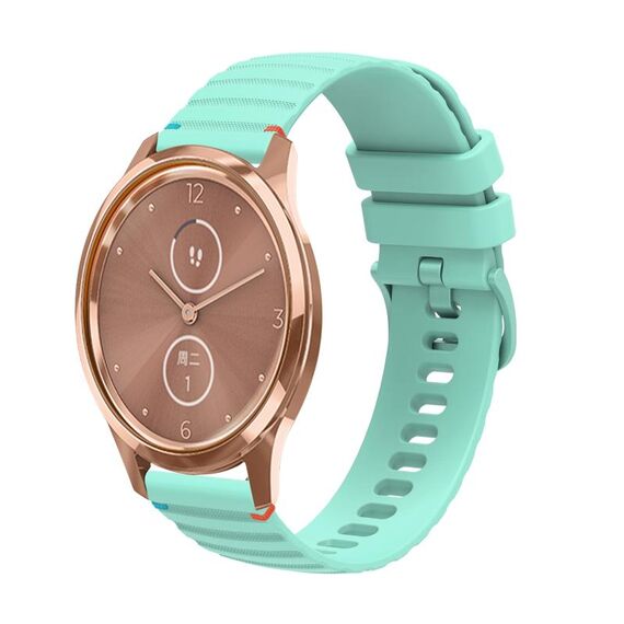 Per Garmin Vivomove Style Wavy Dots Stitched 20mm cinturino in silicone (verde acqua)