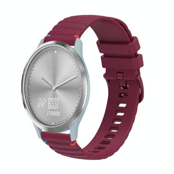 Per Garmin Vivomove HR Sport Wavy Doted Stitched 20mm cinturino in silicone (rosso vino)