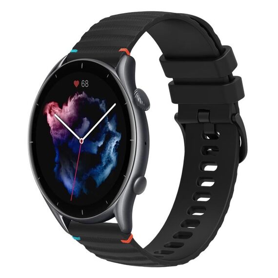 Per Amazfit Watch GTR 3 Pro Cinturino in silicone ondulato punteggiato cucito da 22 mm (nero)