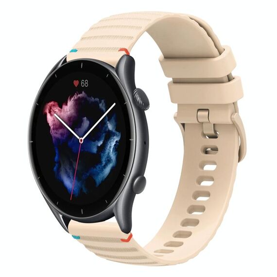 Per Amazfit Watch GTR 3 Pro Cinturino in silicone ondulato punteggiato cucito da 22 mm (color crema)