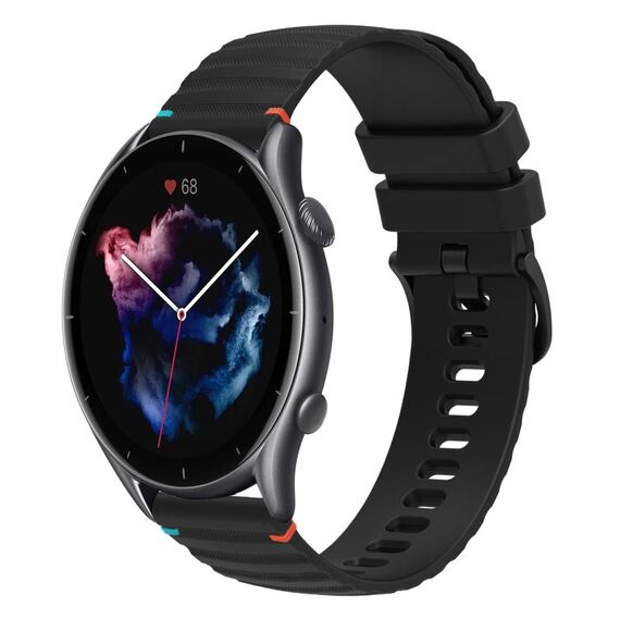 Per Amazfit Watch GTR 3 Cinturino in silicone ondulato punteggiato cucito da 22 mm (nero)