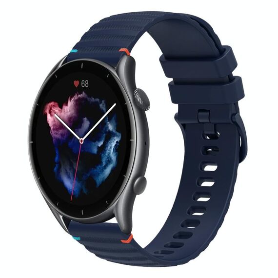 Per Amazfit Watch Sport 3 cinturino in silicone ondulato punteggiato cucito da 22 mm (blu navy)