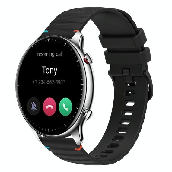 Per Amazfit Watch GTR 2 Cinturino in silicone ondulato punteggiato cucito da 22 mm (nero)