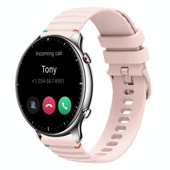 Per Amazfit Watch GTR 2 Cinturino in silicone ondulato punteggiato cucito da 22 mm (rosa)