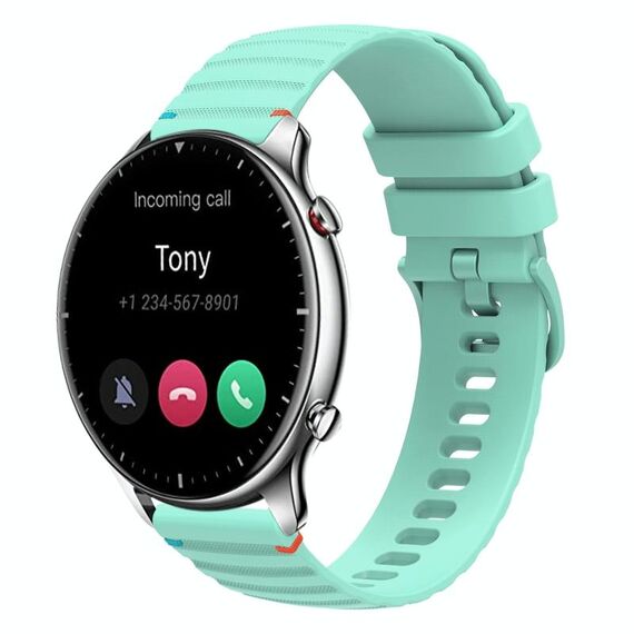 Per Amazfit Watch GTR 2 Cinturino in silicone ondulato punteggiato cucito da 22 mm (verde acqua)