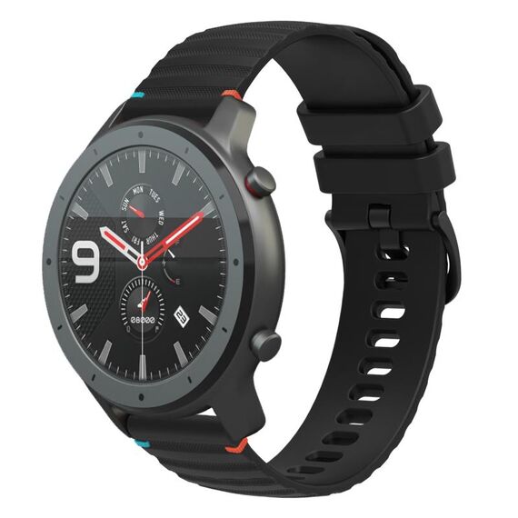 Per Amazfit Watch GTR Cinturino in silicone ondulato punteggiato cucito da 22 mm (nero)
