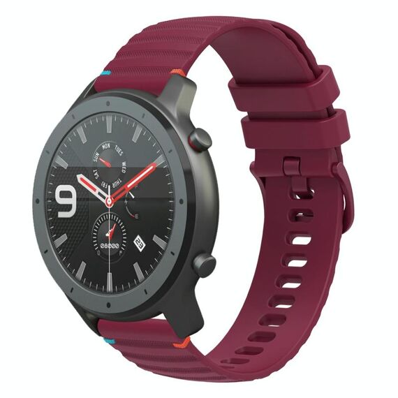 Per Amazfit Watch GTR Cinturino in silicone ondulato punteggiato cucito da 22 mm (rosso vino)