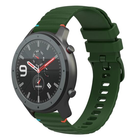 Per Amazfit Watch GTR Cinturino in silicone ondulato punteggiato cucito da 22 mm (verde militare)