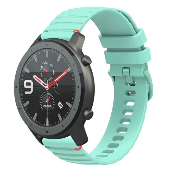 Per Amazfit Watch GTR Cinturino in silicone ondulato punteggiato cucito da 22 mm (verde acqua)