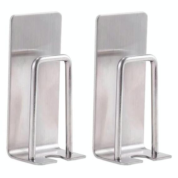 2 pezzi Porta spugna in acciaio inox per uso domestico, porta spazzolino da denti senza perforazione, colore: argento