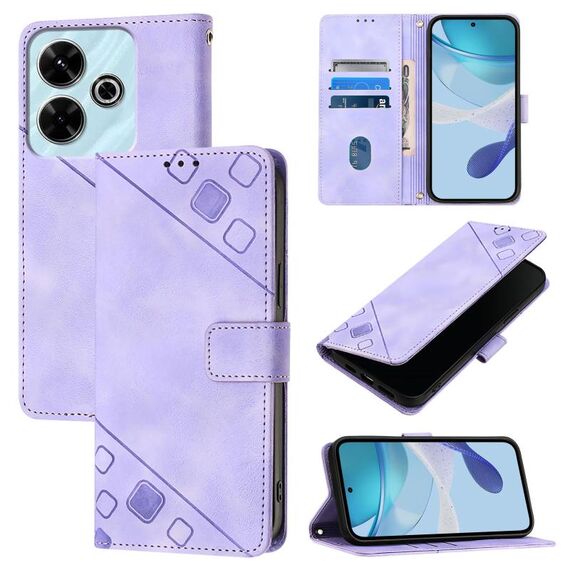 Per Redmi 13 4G Custodia in pelle goffrata effetto pelle (viola chiaro)