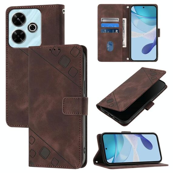 Per Redmi 13 4G Custodia in pelle goffrata effetto pelle (marrone)