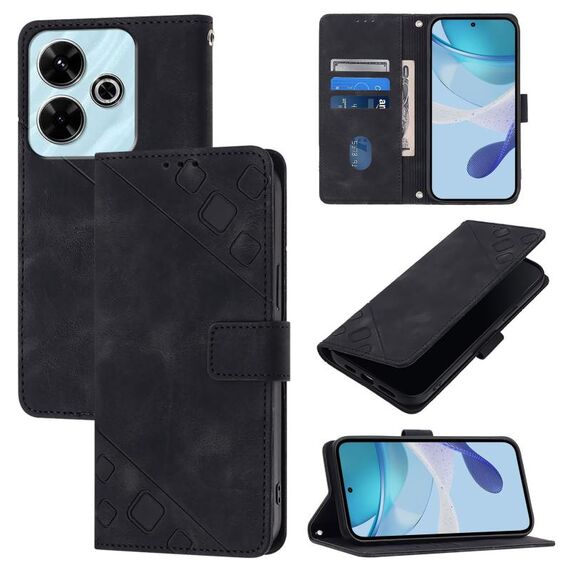 Per Redmi 13 4G Custodia in pelle goffrata effetto pelle (nero)