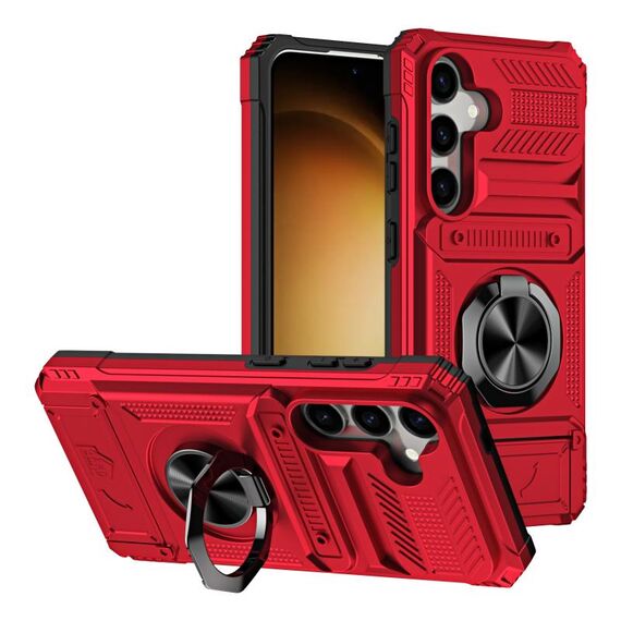 Per Samsung Galaxy S23 FE 5G TPU Hybrid PC Custodia antiurto per telefono con supporto ad anello in metallo (rosso)
