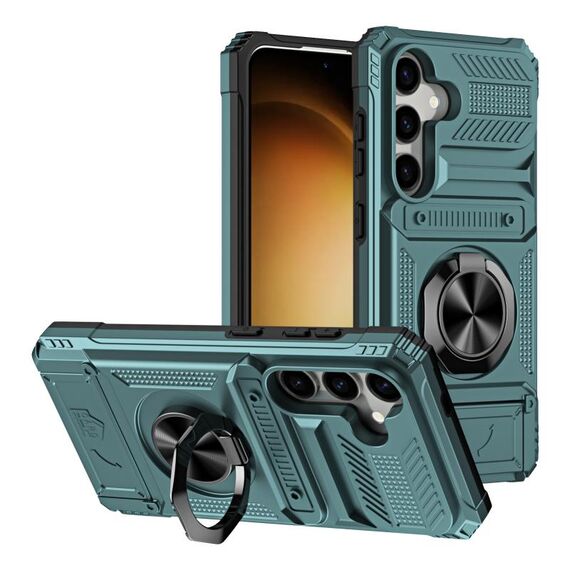 Per Samsung Galaxy S23 5G TPU Hybrid PC Custodia antiurto per telefono con supporto ad anello in metallo (verde)