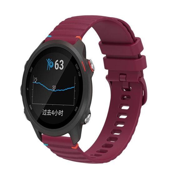 Per Garmin Forerunner 245 cinturino in silicone ondulato punteggiato cucito da 20 mm (rosso vino)
