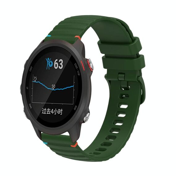 Per Garmin Forerunner 245 cinturino in silicone ondulato punteggiato cucito da 20 mm (verde militare)