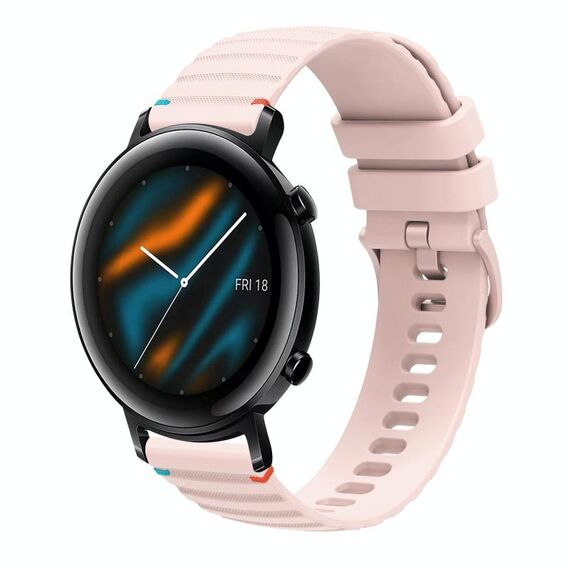 Per Huawei Watch GT 2 42mm Cinturino in silicone ondulato punteggiato cucito 20mm (rosa)