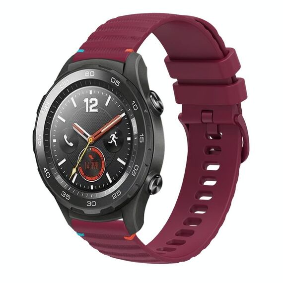 Per Huawei Watch 2 cinturino in silicone ondulato punteggiato cucito da 20 mm (rosso vino)