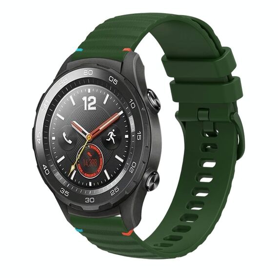 Per Huawei Watch 2 cinturino in silicone ondulato punteggiato cucito da 20 mm (verde militare)