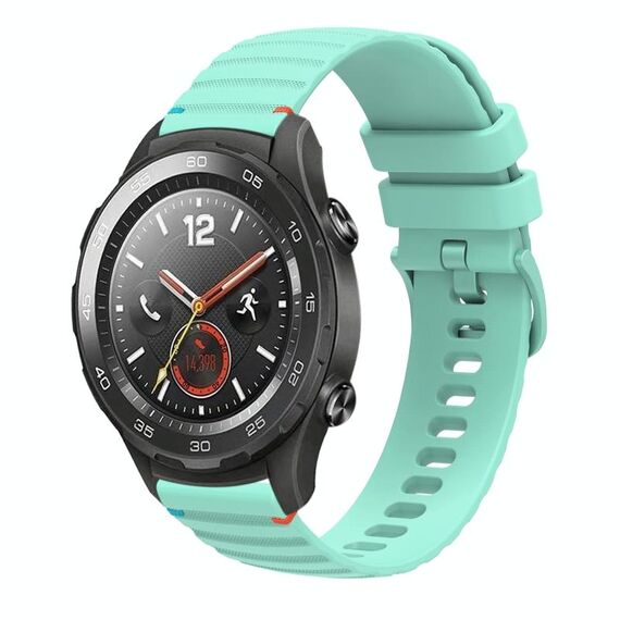 Per Huawei Watch 2 Cinturino in silicone ondulato punteggiato cucito da 20 mm (verde acqua)