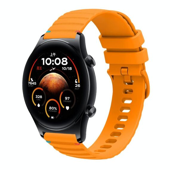 Per Honor Watch GS 4 Cinturino in silicone ondulato punteggiato cucito da 22 mm (giallo ambra)