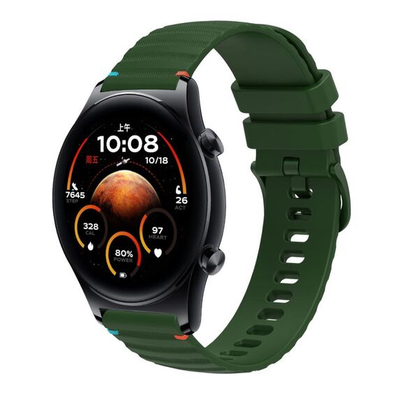 Per Honor Watch GS 4 Cinturino in silicone ondulato punteggiato cucito da 22 mm (verde militare)