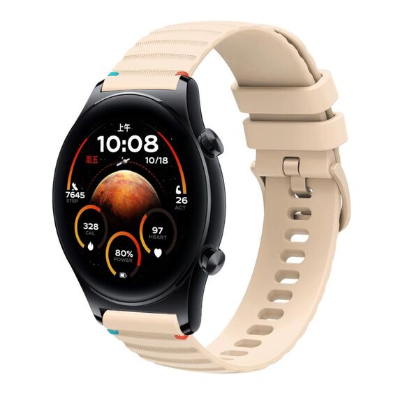 Per Honor Watch GS 4 cinturino in silicone ondulato punteggiato cucito da 22 mm (color crema)