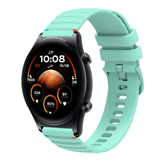Per Honor Watch GS 4 Cinturino in silicone ondulato punteggiato cucito da 22 mm (verde acqua)