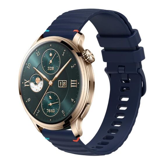Per Honor Watch 4 Pro cinturino in silicone ondulato punteggiato cucito da 22 mm (blu navy)