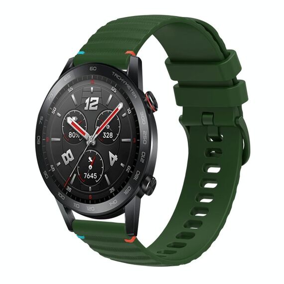 Per Honor Watch GS 3i Cinturino in silicone ondulato punteggiato cucito da 22 mm (verde militare)