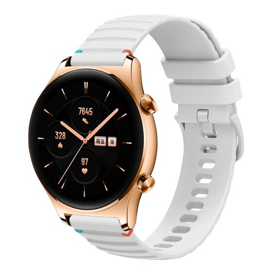 Per Honor Watch GS 3 cinturino in silicone ondulato punteggiato cucito da 22 mm (bianco)