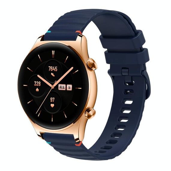 Per Honor Watch GS 3 cinturino in silicone ondulato punteggiato cucito da 22 mm (blu navy)