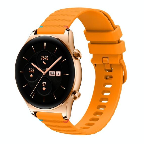 Per Honor Watch GS 3 cinturino in silicone ondulato punteggiato cucito da 22 mm (giallo ambra)