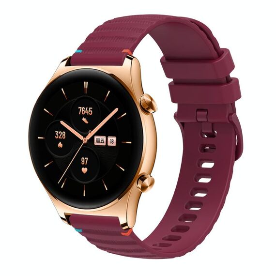 Per Honor Watch GS 3 cinturino in silicone ondulato punteggiato cucito da 22 mm (rosso vino)