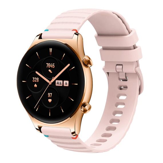 Per Honor Watch GS 3 cinturino in silicone ondulato punteggiato cucito da 22 mm (rosa)