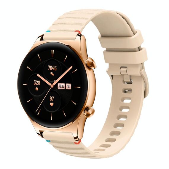Per Honor Watch GS 3 cinturino in silicone ondulato punteggiato cucito da 22 mm (color crema)