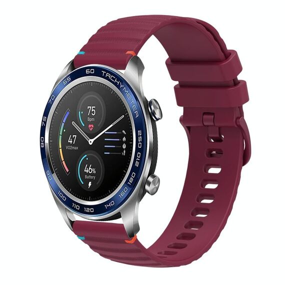 Per Honor Magic Watch cinturino in silicone ondulato punteggiato cucito da 22 mm (rosso vino)