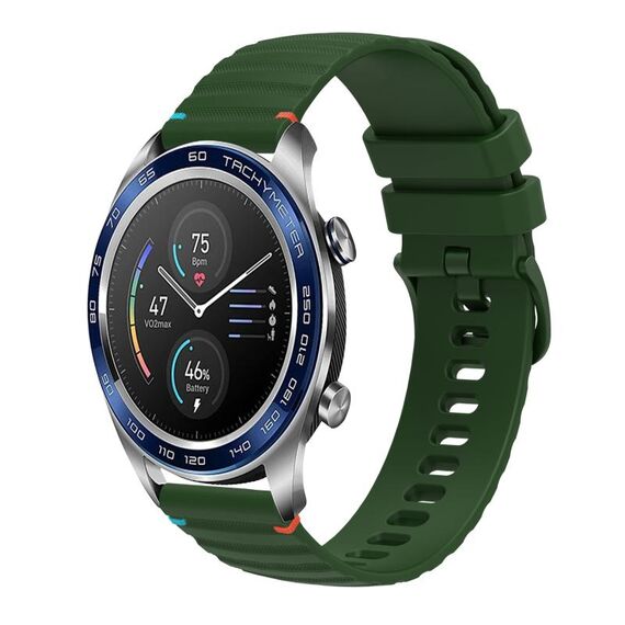 Per Honor Magic Watch cinturino in silicone ondulato punteggiato cucito da 22 mm (verde militare)
