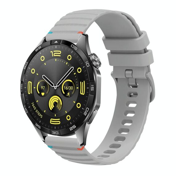 Per Huawei Watch GT 4 46mm Cinturino in silicone ondulato punteggiato cucito 22mm (grigio)