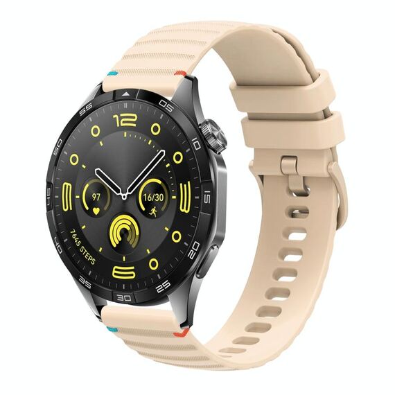 Per Huawei Watch GT 4 46mm Cinturino in silicone ondulato punteggiato cucito 22mm (color crema)