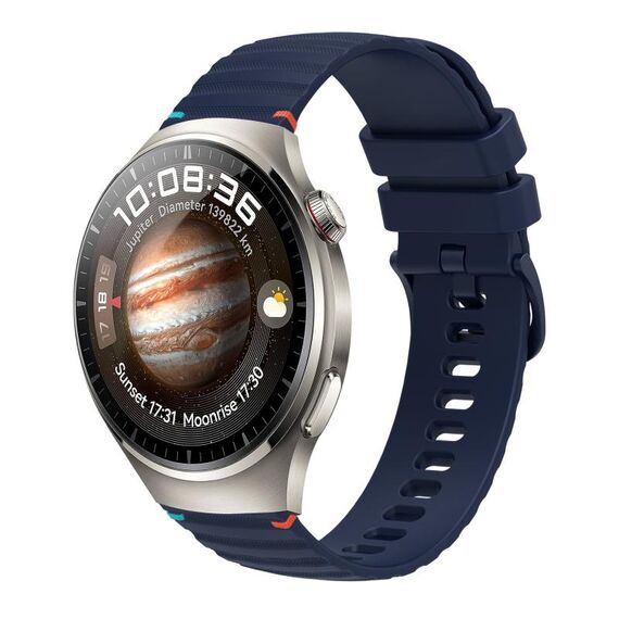 Per Huawei Watch 4 Pro cinturino in silicone ondulato punteggiato cucito da 22 mm (blu navy)